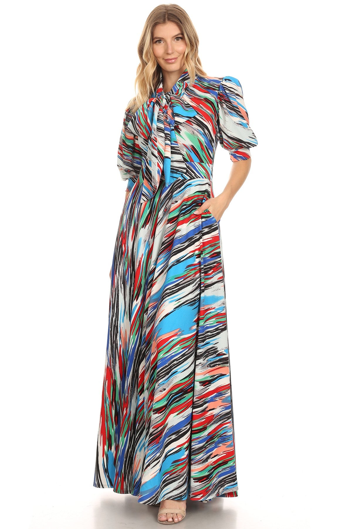 Pink Personality of Color Maxi Dress