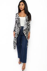 LONG BODY CAMO CARDIGAN